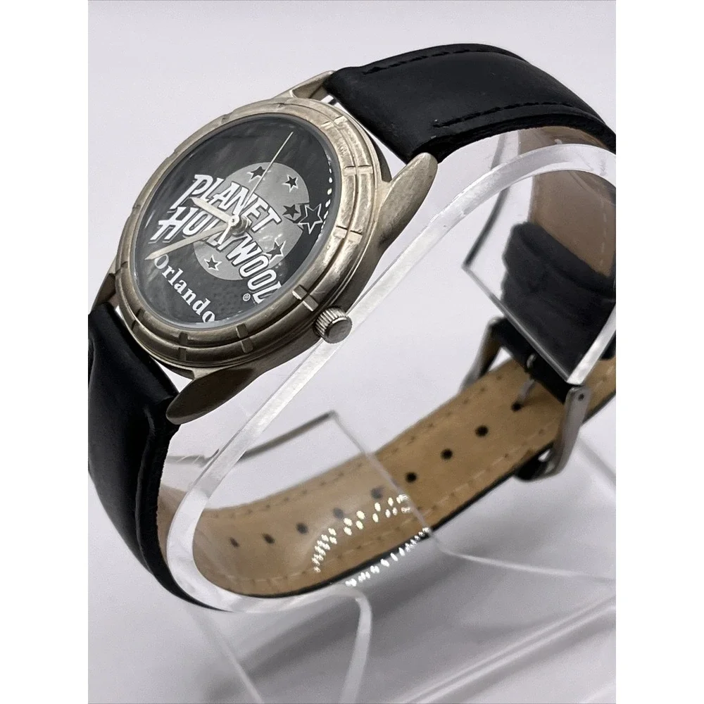 Planet Hollywood Orlando by Fossil Watch Black Dial & Leather Band- New‎ Battery